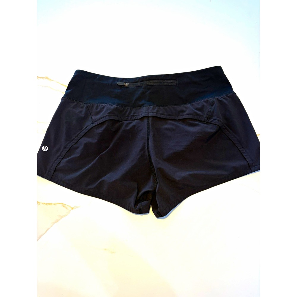 Women's Lululemon Black Athletic Running Shorts Zip Pocket Size 2